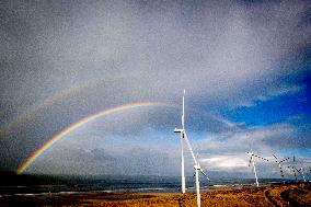Double Rainbow over Wind Turbines - Rotterdam