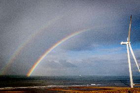 Double Rainbow over Wind Turbines - Rotterdam
