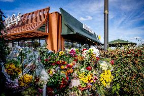 Flowers At McDonald's Where 15-Year-Old Was Killed By Police - Netherlands