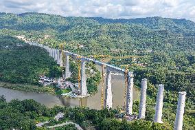 Construction Site of A Double-Track Grand Bridge - China