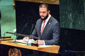 President Ahmad Al-Sharaa of Syria Addresses the United Nations General Assembly