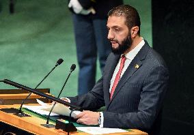 President Ahmad Al-Sharaa of Syria Addresses the United Nations General Assembly