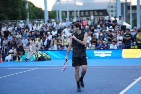 Carlos Alcaraz And Taylor Fritz Engage In Intense Training Session - Tokyo