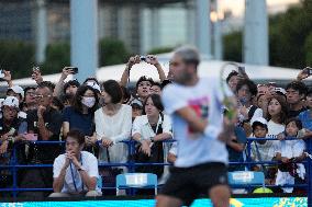 Carlos Alcaraz And Taylor Fritz Engage In Intense Training Session - Tokyo