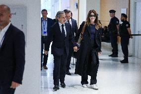 Nicolas Sarkozy Arrives At His Verdict Trial for illegal campaign financing from Lybia - Paris