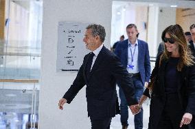 Nicolas Sarkozy Arrives At His Verdict Trial for illegal campaign financing from Lybia - Paris