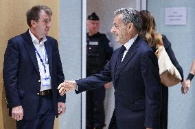 Nicolas Sarkozy Arrives At His Verdict Trial for illegal campaign financing from Lybia - Paris
