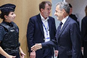 Nicolas Sarkozy Arrives At His Verdict Trial for illegal campaign financing from Lybia - Paris