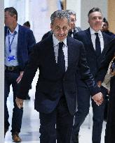 Nicolas Sarkozy Arrives At His Verdict Trial for illegal campaign financing from Lybia - Paris