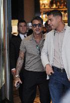 Barbara Berlusconi And Fabrizio Corona Leaving Sant'Ambroeus - Milan