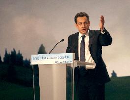 Nicolas Sarkozy holds a meeting in Lyon