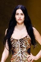 MFW Amelia Gray Hamlin walks the runway at the Roberto Cavalli MP