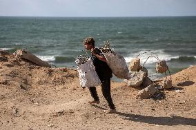 Palestinians Flee Gaza Towards Coast - Palestine