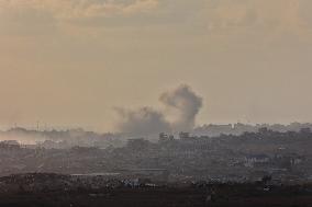 Smoke Rises From Israeli Airstrikes - Gaza