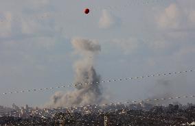 Smoke Rises From Israeli Airstrikes - Gaza