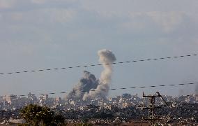 Smoke Rises From Israeli Airstrikes - Gaza
