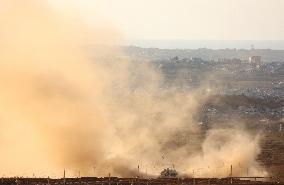 Smoke Rises From Israeli Airstrikes - Gaza