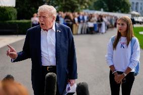 Donald Trump and granddaughter Kai leaves White House - Washington