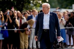 Donald Trump and granddaughter Kai leaves White House - Washington