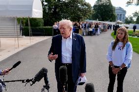 Donald Trump and granddaughter Kai leaves White House - Washington