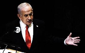 UNGA - Benjamin Netanyahu Delivers A Speech - NY -