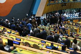 UNGA - Benjamin Netanyahu Delivers A Speech - NY -