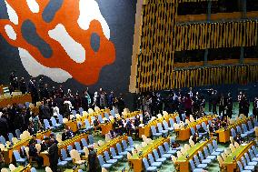 UNGA - Benjamin Netanyahu Delivers A Speech - NY -