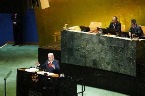UNGA - Benjamin Netanyahu Delivers A Speech - NY -