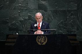 UNGA - Benjamin Netanyahu Delivers A Speech - NY -