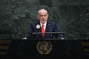 UNGA - Benjamin Netanyahu Delivers A Speech - NY -
