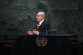 UNGA - Benjamin Netanyahu Delivers A Speech - NY -