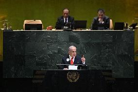 UNGA - Benjamin Netanyahu Delivers A Speech - NY -