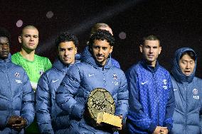 Ousmane Dembele celebrates his Ballon dOr at Parc des Princes - FA