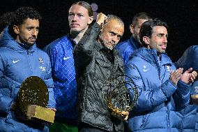 Ousmane Dembele celebrates his Ballon dOr at Parc des Princes - FA