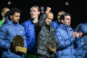 Ousmane Dembele celebrates his Ballon dOr at Parc des Princes - FA