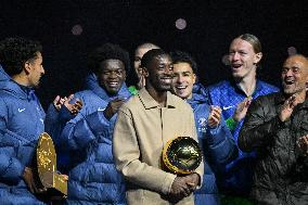 Ousmane Dembele celebrates his Ballon dOr at Parc des Princes - FA