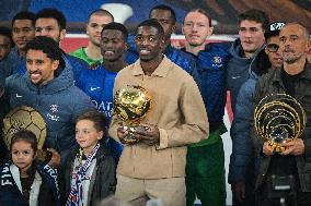 Ousmane Dembele celebrates his Ballon dOr at Parc des Princes - FA