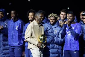 Ousmane Dembele Presents Ballon d'Or At PSG v Auxerre Match - Paris