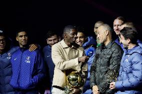 Ousmane Dembele Presents Ballon d'Or At PSG v Auxerre Match - Paris