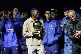 Ousmane Dembele Presents Ballon d'Or At PSG v Auxerre Match - Paris