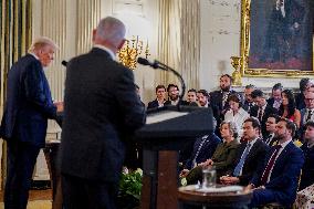 US President Trump welcomes Israeli Prime Minister Netanyahu to the White House