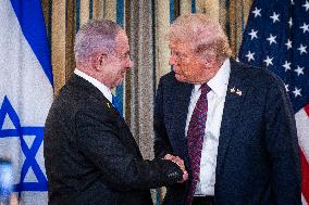 US President Trump welcomes Israeli Prime Minister Netanyahu to the White House