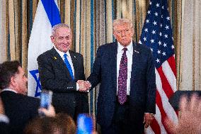 US President Trump welcomes Israeli Prime Minister Netanyahu to the White House