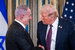 US President Trump welcomes Israeli Prime Minister Netanyahu to the White House
