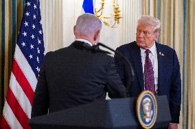 US President Trump welcomes Israeli Prime Minister Netanyahu to the White House