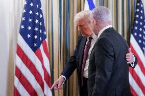 US President Trump welcomes Israeli Prime Minister Netanyahu to the White House