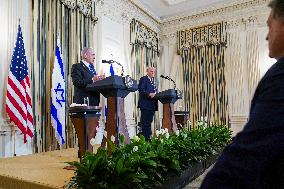US President Trump welcomes Israeli Prime Minister Netanyahu to the White House