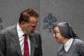 Arnold Schwarzenegger At Raising Hope for Climate Justice Conference - Vatican