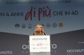 Giorgia Meloni Attends Regional Elections In Lamezia Terme - Italy