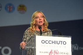 Giorgia Meloni Attends Regional Elections In Lamezia Terme - Italy